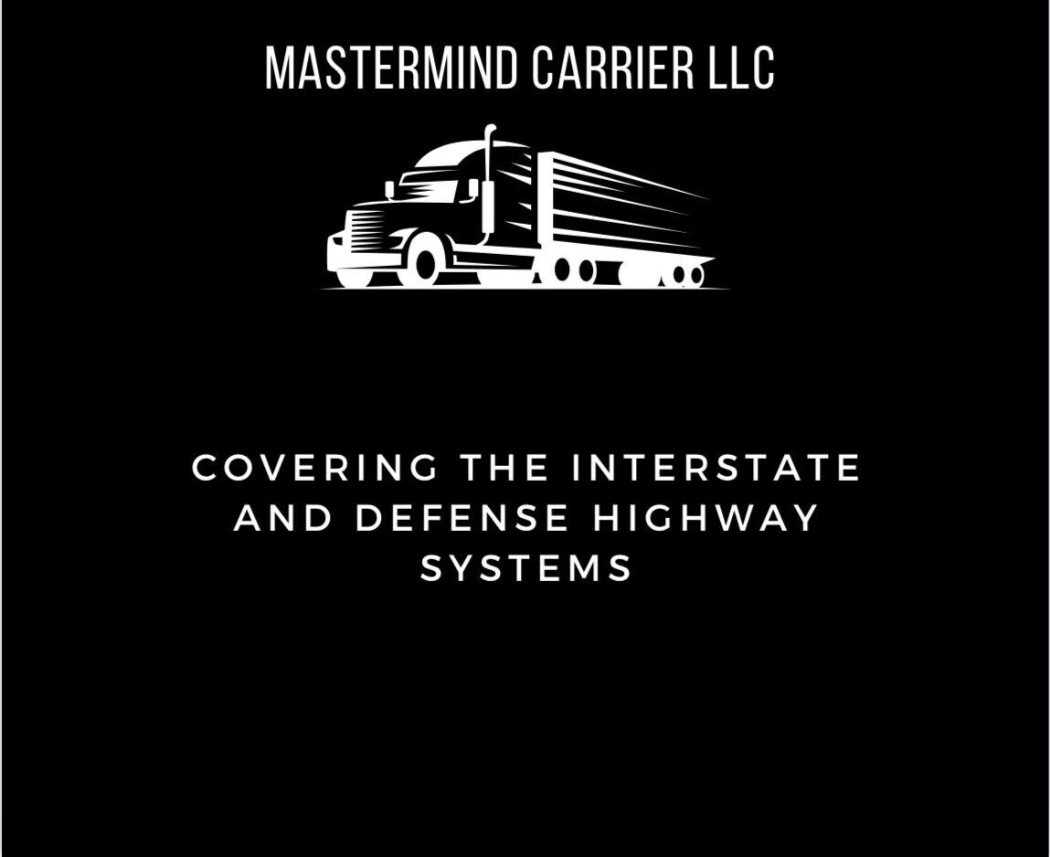 The Mastermind Carrier Trucking LLC logo features a graphic of a white truck on a blue circular background. The company name Mastermind Carrier Trucking LLC is printed boldly in capital letters underneath in black. The Mastermind Carrier Trucking LLC logo represents the company's commitment to providing intelligent, reliable freight transportation solutions to clients in Texas and surrounding regions.